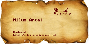 Milus Antal névjegykártya
